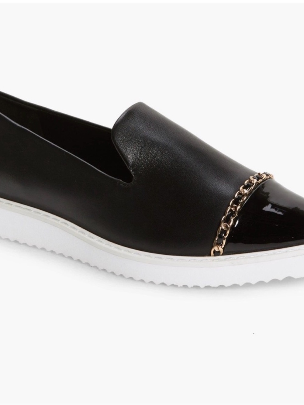 Black Chain-Accent Slip-On Loafer